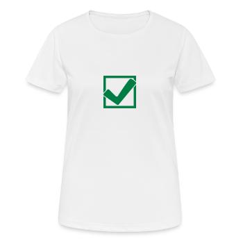 Viereckiges Haken Logo - Frauen T-Shirt atmungsaktiv - Weiß - Vorne - AI Model Female 172 dark (172cm)