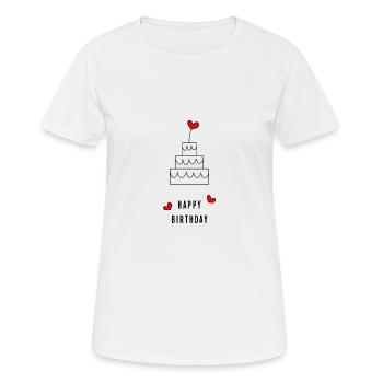 Birthday. HAPPY BIRTHDAY. Happy birthday. - Women's Breathable T-Shirt - white - Front - AI Model Female 172 dark (172cm)