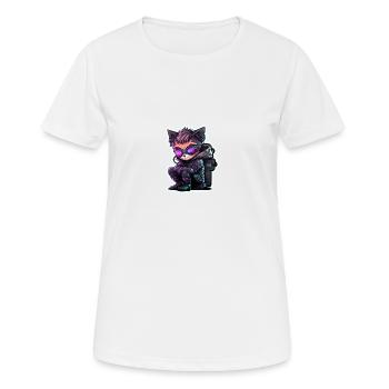 Hacker cat cute cartoon character - Frauen T-Shirt atmungsaktiv - Weiß - Vorne - AI Model Female 172 dark (172cm)