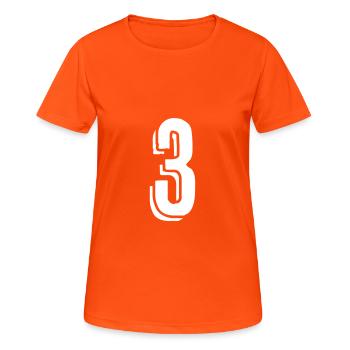 Trikotnummer 3 - Zahl - Drei - Frauen T-Shirt atmungsaktiv - Neonorange - Vorne - AI Model Female 172 dark (172cm)