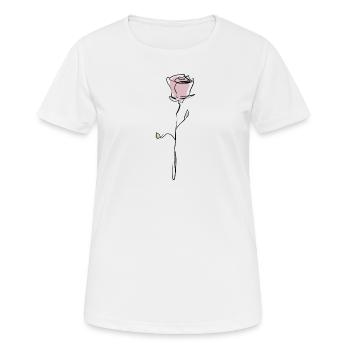 rosa Rose mit schwarzer Kontur - Frauen T-Shirt atmungsaktiv - Weiß - Vorne - AI Model Female 172 dark (172cm)