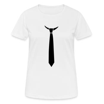 Krawatte - Frauen T-Shirt atmungsaktiv - Weiß - Vorne - AI Model Female 172 dark (172cm)