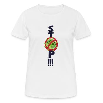 Stoppen Sie den Virus - Frauen T-Shirt atmungsaktiv - Weiß - Vorne - AI Model Female 172 dark (172cm)