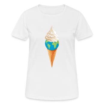 planet erde umweltschutz "eiskugel" summer vibes - Frauen T-Shirt atmungsaktiv - Weiß - Vorne - AI Model Female 172 dark (172cm)
