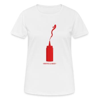 envoyer la sauce ketchup V2 - T-shirt respirant Femme - blanc - Devant - AI Model Female 172 dark (172cm)