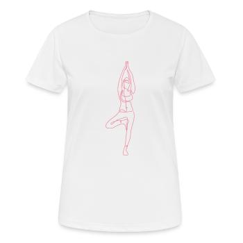 2 Yoga Vrikshasana oder der Baum | 3. Rosa Flamme - Frauen T-Shirt atmungsaktiv - Weiß - Vorne - AI Model Female 172 dark (172cm)
