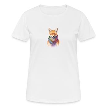 Fuchs mit Schal - Frauen T-Shirt atmungsaktiv - Weiß - Vorne - AI Model Female 172 dark (172cm)