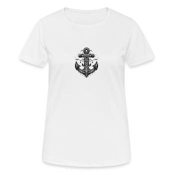 Anker - Frauen T-Shirt atmungsaktiv - Weiß - Vorne - AI Model Female 172 dark (172cm)