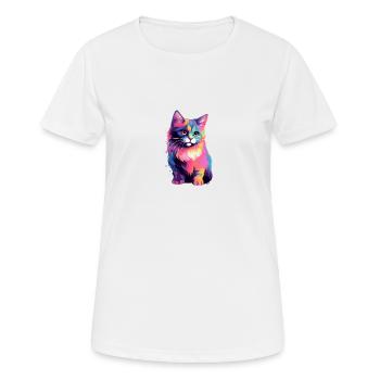 Chat coloré espiègle - T-shirt respirant Femme - blanc - Devant - AI Model Female 172 dark (172cm)