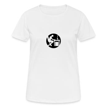 Computer Schreibtisch Nerd Logo - Frauen T-Shirt atmungsaktiv - Weiß - Vorne - AI Model Female 172 dark (172cm)