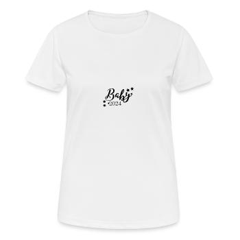 Baby 2024 Aufdruck, Herzen, Unisex - Frauen T-Shirt atmungsaktiv - Weiß - Vorne - AI Model Female 172 dark (172cm)