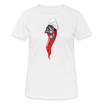 Curniciello 'O Cuorno Pulcinella Glücksbringer - Frauen T-Shirt atmungsaktiv - Weiß - Vorne - AI Model Female 172 dark (172cm)