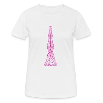 03 Sirshasana ou yoga de la tête | Traits de dessin - T-shirt respirant Femme - blanc - Devant - AI Model Female 172 dark (172cm)