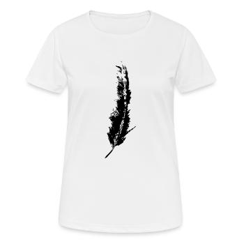 KEIKO plume V Feather Freedom BW noir et blanc - T-shirt respirant Femme - blanc - Devant - AI Model Female 172 dark (172cm)