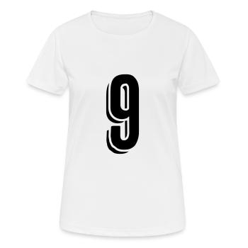 Trikotnummer Neun - Zahl - 9 - Frauen T-Shirt atmungsaktiv - Weiß - Vorne - AI Model Female 172 dark (172cm)