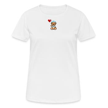 Pixel MiniBear Navy - T-shirt respirant Femme - blanc - Devant - AI Model Female 172 dark (172cm)