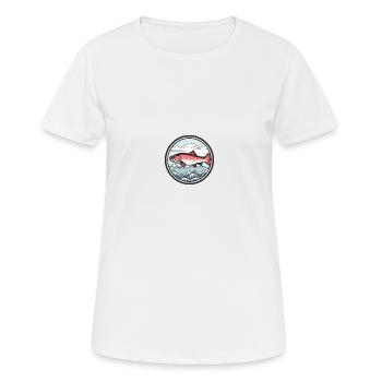 Sakura Stream: Art du saumon rose de style japonais - T-shirt respirant Femme - blanc - Devant - AI Model Female 172 dark (172cm)