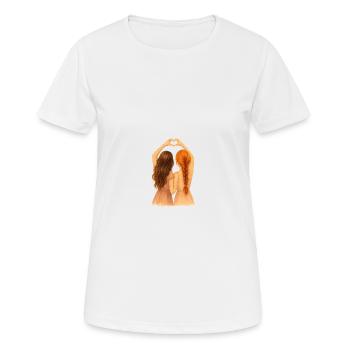 Red and brunette girlfriends forever design - Women's Breathable T-Shirt - white - Front - AI Model Female 172 dark (172cm)