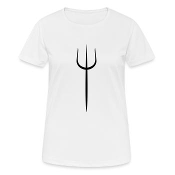 dreizack© - Frauen T-Shirt atmungsaktiv - Weiß - Vorne - AI Model Female 172 dark (172cm)