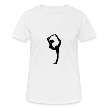 Pose de yoga astucieuse Étirement avec facilité - T-shirt respirant Femme - blanc - Devant - AI Model Female 172 dark (172cm)
