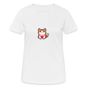 Chat Pixelart avec cœur - T-shirt respirant Femme - blanc - Devant - AI Model Female 172 dark (172cm)