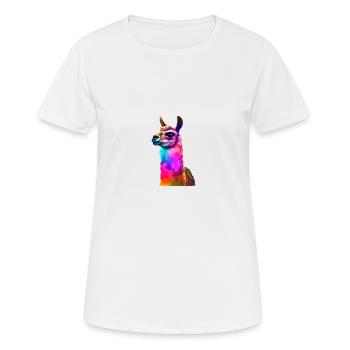 Lama bunt Alpaka Geschenkidee - Frauen T-Shirt atmungsaktiv - Weiß - Vorne - AI Model Female 172 dark (172cm)