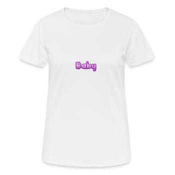Text Baby - Frauen T-Shirt atmungsaktiv - Weiß - Vorne - AI Model Female 172 dark (172cm)