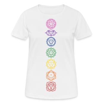 7 symboles de chakra - affectation des couleurs - T-shirt respirant Femme - blanc - Devant - AI Model Female 172 dark (172cm)