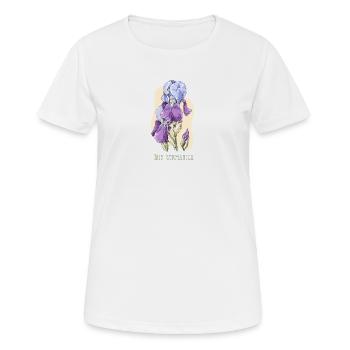 Dessin botanique de l’iris - T-shirt respirant Femme - blanc - Devant - AI Model Female 172 dark (172cm)