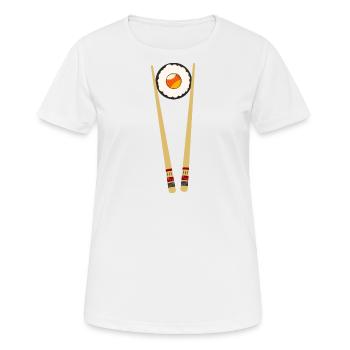 Sushi Japan Sushirolle Maki Roll Stäbchen Sushifan - Frauen T-Shirt atmungsaktiv - Weiß - Vorne - AI Model Female 172 dark (172cm)