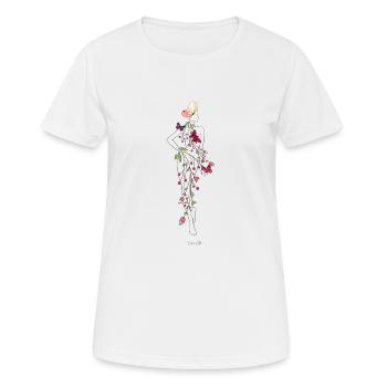 Nacktheit mit Hautblumen - Frauen T-Shirt atmungsaktiv - Weiß - Vorne - AI Model Female 172 dark (172cm)