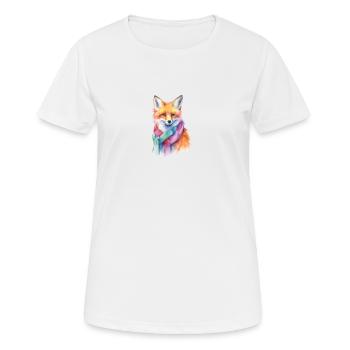 Fuchs mit Schal - Frauen T-Shirt atmungsaktiv - Weiß - Vorne - AI Model Female 172 dark (172cm)
