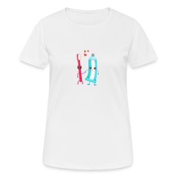 Brosse à dents et dentifrice Paire Cadeau pour les dentistes - T-shirt respirant Femme - blanc - Devant - AI Model Female 172 dark (172cm)