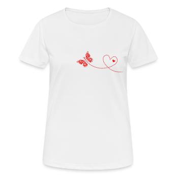 Butterfly with heart, Valentine's Day, birthday - Women's Breathable T-Shirt - white - Front - AI Model Female 172 dark (172cm)