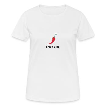 Damen T-Shirt - SPICY GIRL - Frauen T-Shirt atmungsaktiv - Weiß - Vorne - AI Model Female 172 dark (172cm)