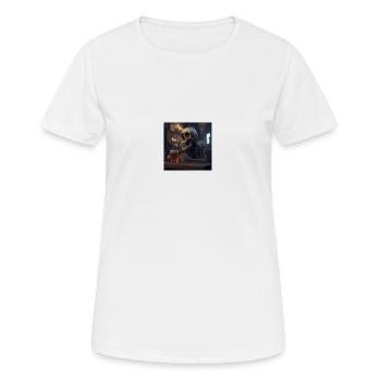 Skelett trinkt bier - Frauen T-Shirt atmungsaktiv - Weiß - Vorne - AI Model Female 172 dark (172cm)