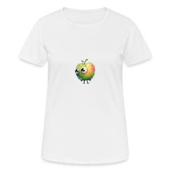Niedlicher Apfel Charakter mit Kulleraugen - Frauen T-Shirt atmungsaktiv - Weiß - Vorne - AI Model Female 172 dark (172cm)