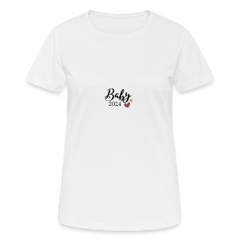 Baby 2024 Aufdruck rosa - Frauen T-Shirt atmungsaktiv - Weiß - Vorne - AI Model Female 172 dark (172cm)