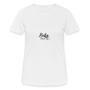 Baby 2024 Aufdruck olivgrün Herz - Frauen T-Shirt atmungsaktiv - Weiß - Vorne - AI Model Female 172 dark (172cm)