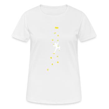 Bouldering climbing climbing - Women's Breathable T-Shirt - white - Front - AI Model Female 172 dark (172cm)
