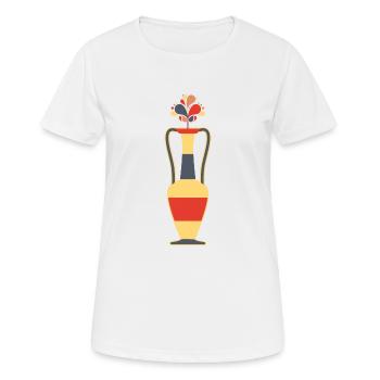 Blumenvase mit abstrakte Blumen, Retro style - Frauen T-Shirt atmungsaktiv - Weiß - Vorne - AI Model Female 172 dark (172cm)