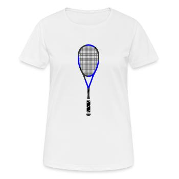 Squash Tennis Racket colorful blue black - Women's Breathable T-Shirt - white - Front - AI Model Female 172 dark (172cm)