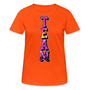 Équipe - T-shirt respirant Femme - orange néon - Devant - AI Model Female 172 dark (172cm)