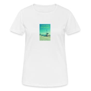 Conception de SAUVONS NOS OCÉANS - T-shirt respirant Femme - blanc - Devant - AI Model Female 172 dark (172cm)