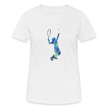 Tennisspieler Aufschlag Blau! Cool, Geschenk, Idee - Frauen T-Shirt atmungsaktiv - Weiß - Vorne - AI Model Female 172 dark (172cm)