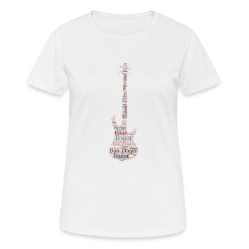 Bass Guitar Word Cloud for Bassist Bass Player - Frauen T-Shirt atmungsaktiv - Weiß - Vorne - AI Model Female 172 dark (172cm)