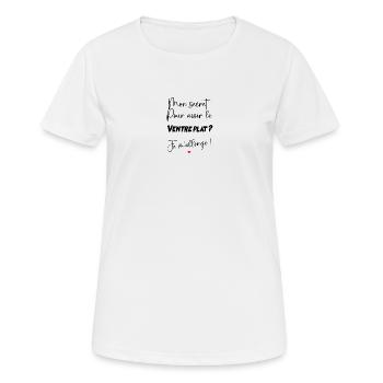Mon secret ventre plat - T-shirt respirant Femme - blanc - Devant - AI Model Female 172 dark (172cm)