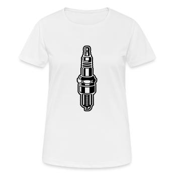 Spark plug - motor - car - garage - motorcycle - Women's Breathable T-Shirt - white - Front - AI Model Female 172 dark (172cm)