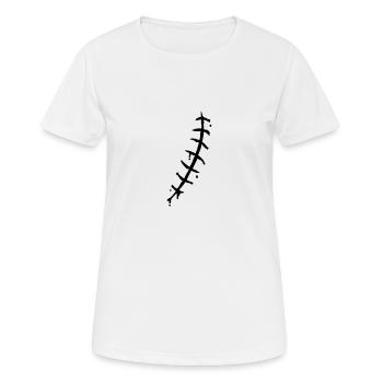 Creepy stitched scar with drops of blood - Women's Breathable T-Shirt - white - Front - AI Model Female 172 dark (172cm)