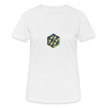 unmögliche Figur Escher Würfel Geometrie Phantasie - Frauen T-Shirt atmungsaktiv - Weiß - Vorne - AI Model Female 172 dark (172cm)